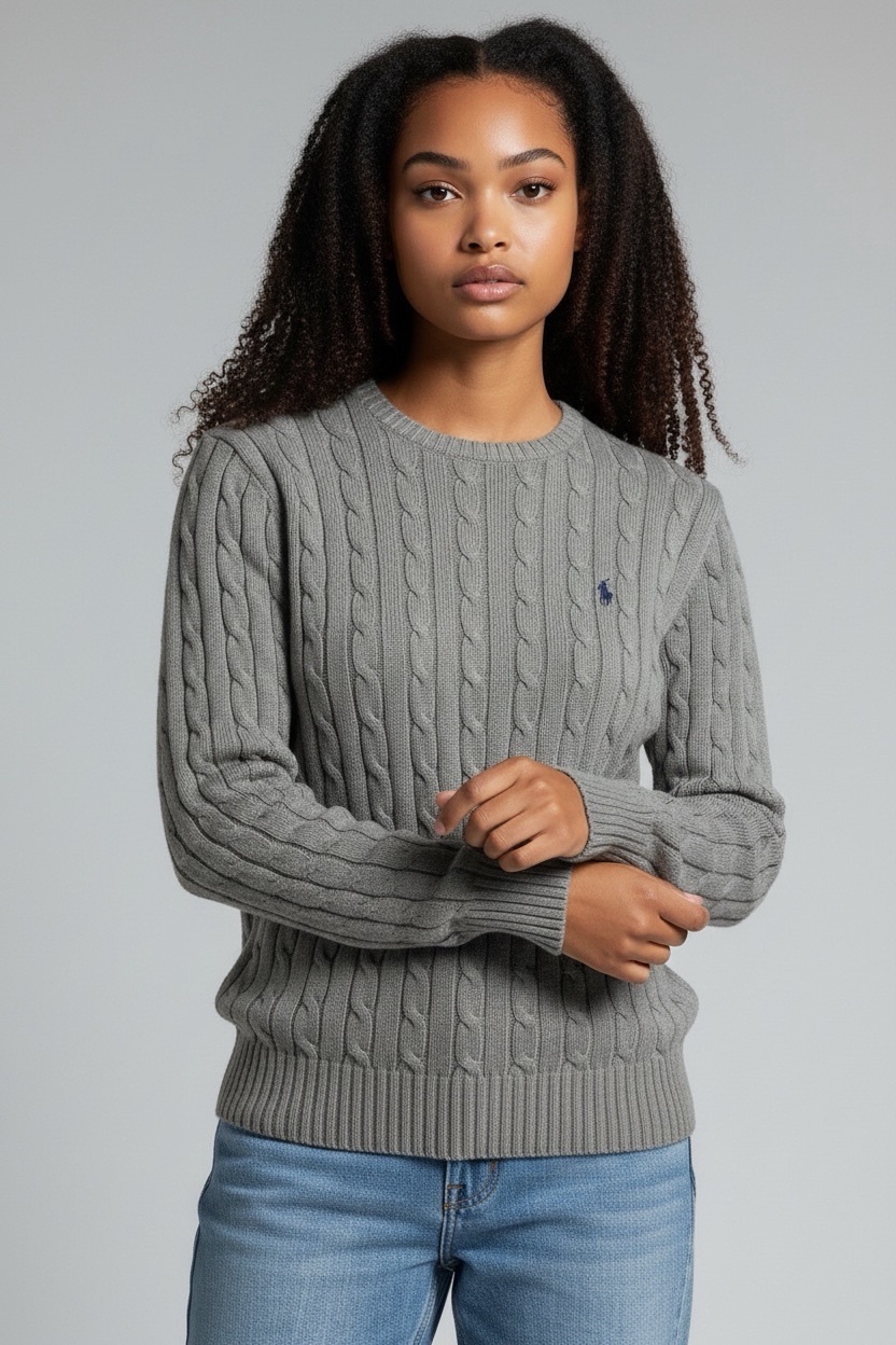 pull-maille-torsade-gris-ralph-lauren