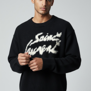 Pull Signature en Mohair Noir - Saint Laurent