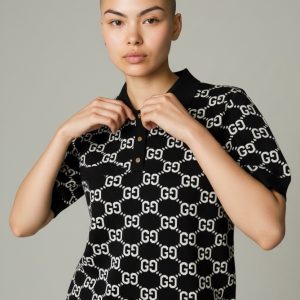 Polo Monogramme en Coton Noir - Gucci