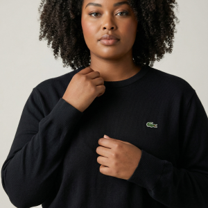 Pull en Maille Fine Coton Noir - Lacoste