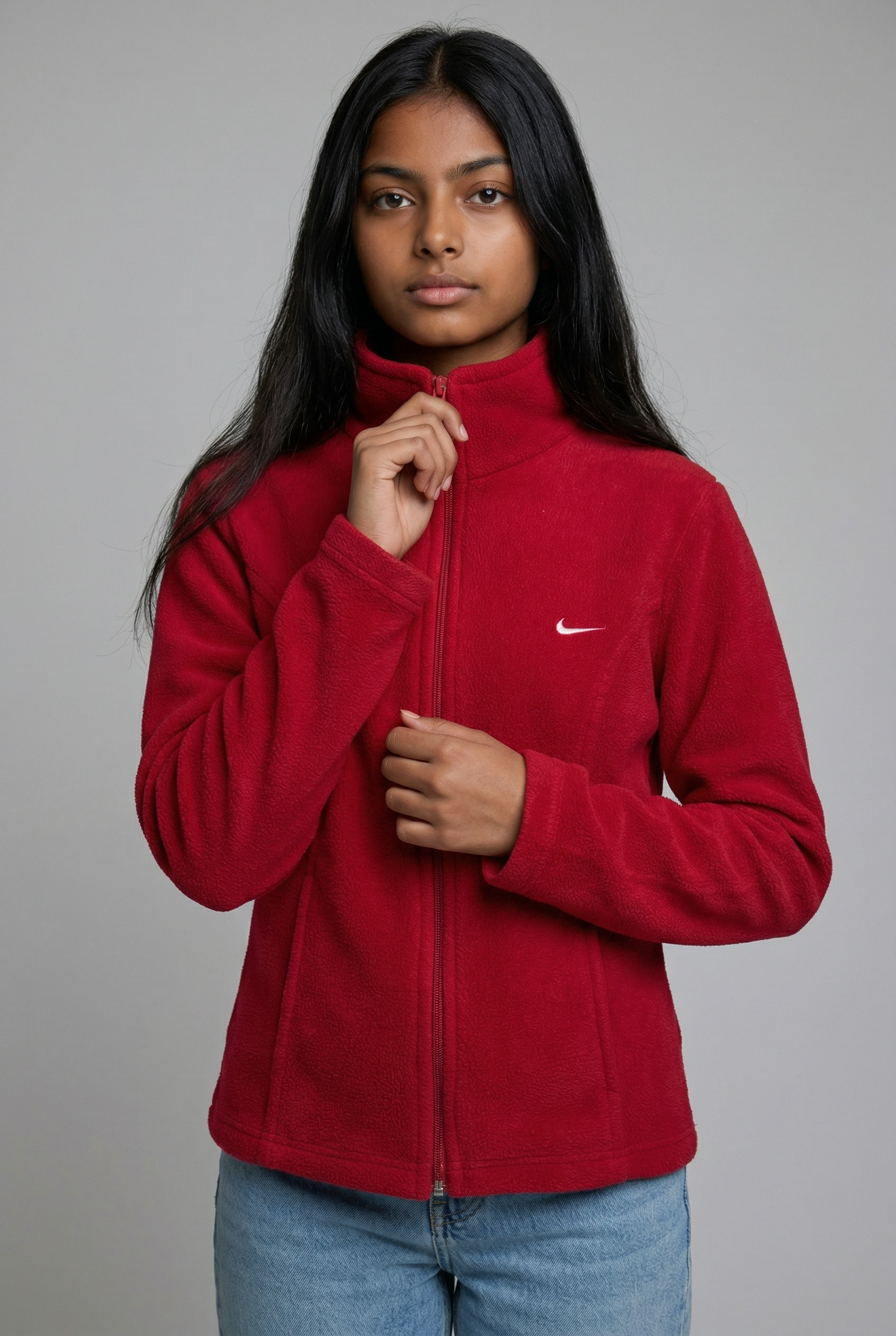 polaire-zippee-rouge-col-montant-nike