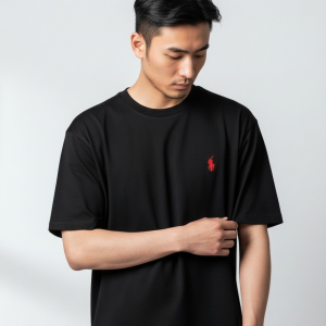 T-Shirt Brodé en Coton Noir - Ralph Lauren
