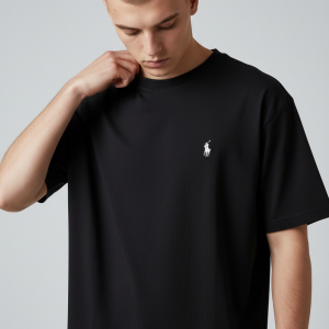 T-Shirt Brodé en Coton Noir - Ralph Lauren