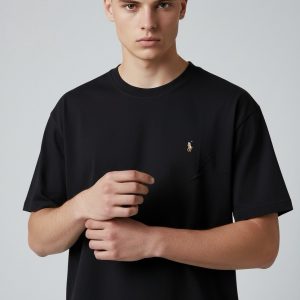 T-Shirt Brodé en Coton Noir - Ralph Lauren