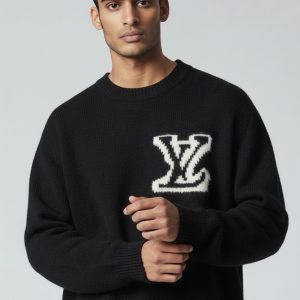 Pull Noir en Maille LV Intarsia - Louis Vuitton