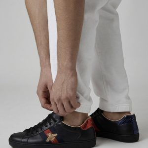 Baskets Ace en Cuir Noires Abeille Brodée - Gucci