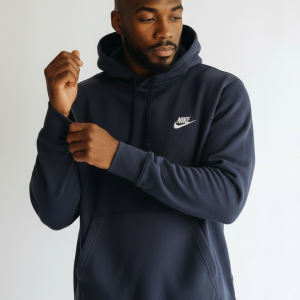 Sweat à Capuche en Coton Bleu Marine - Nike