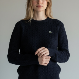Pull Torsadé en Laine Bleu Marine - Lacoste