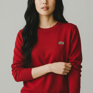Pull Col Rond en Laine Rouge - Lacoste
