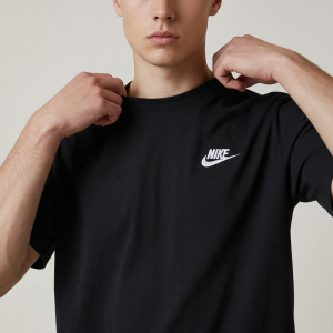 T-Shirt Brodé en Coton Noir - Nike