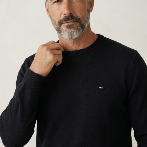 Pull en Coton Noir Col Rond - Tommy Hilfiger
