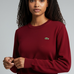 Pull Col Rond en Laine Rouge - Lacoste