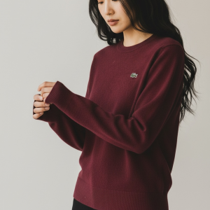 Pull Col Rond en Laine Bordeaux - Lacoste