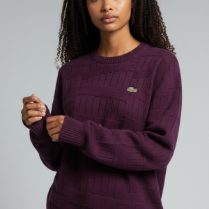 Pull Violet en Maille Structurée - Lacoste