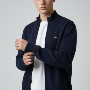 Veste Zippée en Laine Bleu Marine - Lacoste