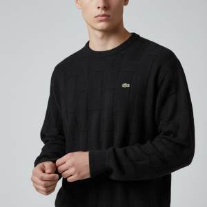 Pull Structuré en Laine Noir - Lacoste