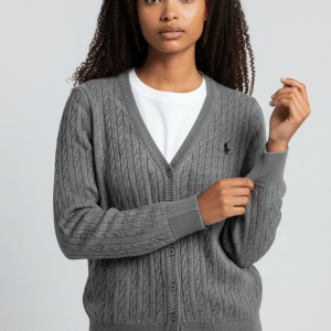Cardigan Torsadé en Coton Gris - Ralph Lauren
