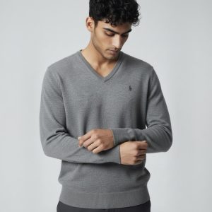 Pull Col V en Laine Gris - Ralph Lauren